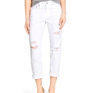AG ADRIANO GOLDSCHMIED WHITE EX-BOYFRIEND SLOUCHY SLIM JEANS - SIZE 28